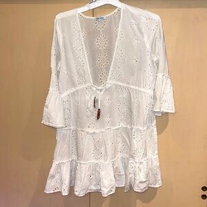 Blue Island beach cover up dress ilet Lacey size Small